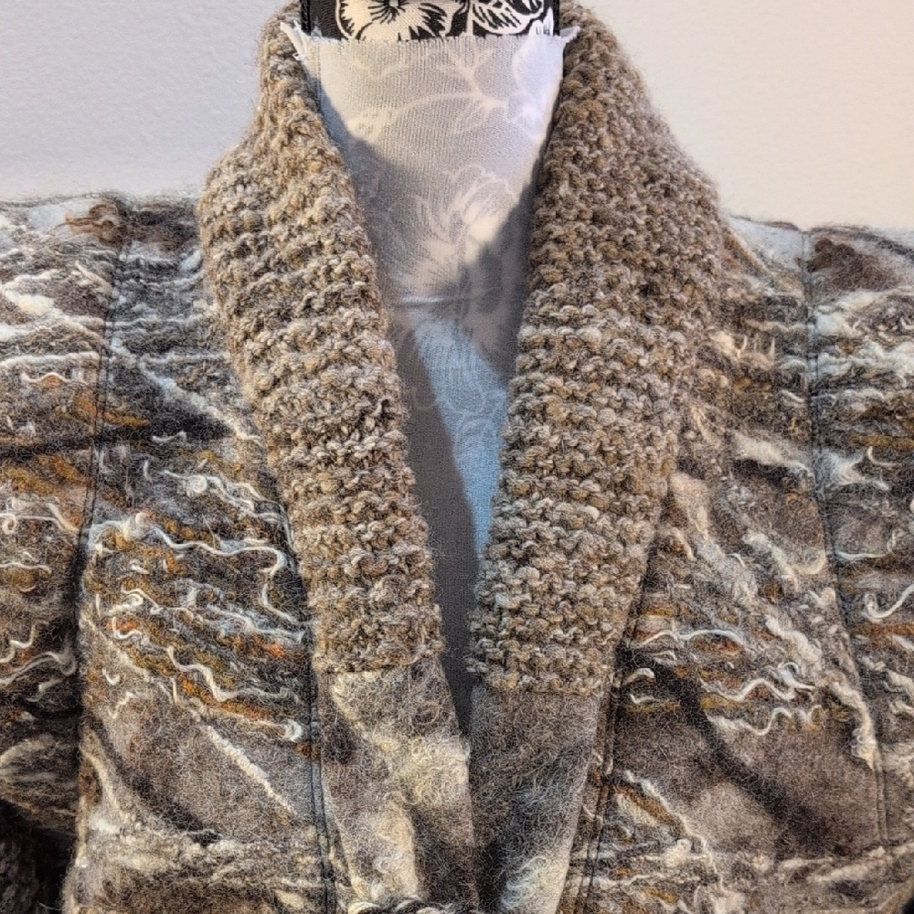 Stylish Knit Multi Textured Coat Made In Ireland - Picture 5 of 9